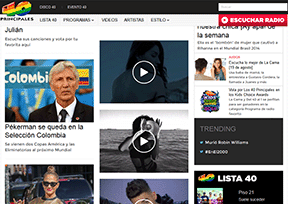 Los 40 Principales（哥伦比亚） 官方网址 哥伦比亚音乐网站大全