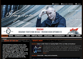 Sting 官方网址 英国明星网站大全